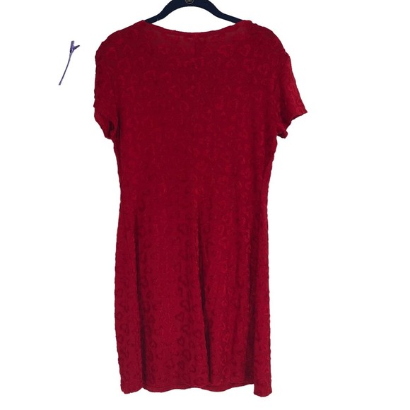 All That Jazz Vintage Red Dress w/Velvet Hearts All Over, 3D Graphic, Love Vibe - Picture 2 of 6